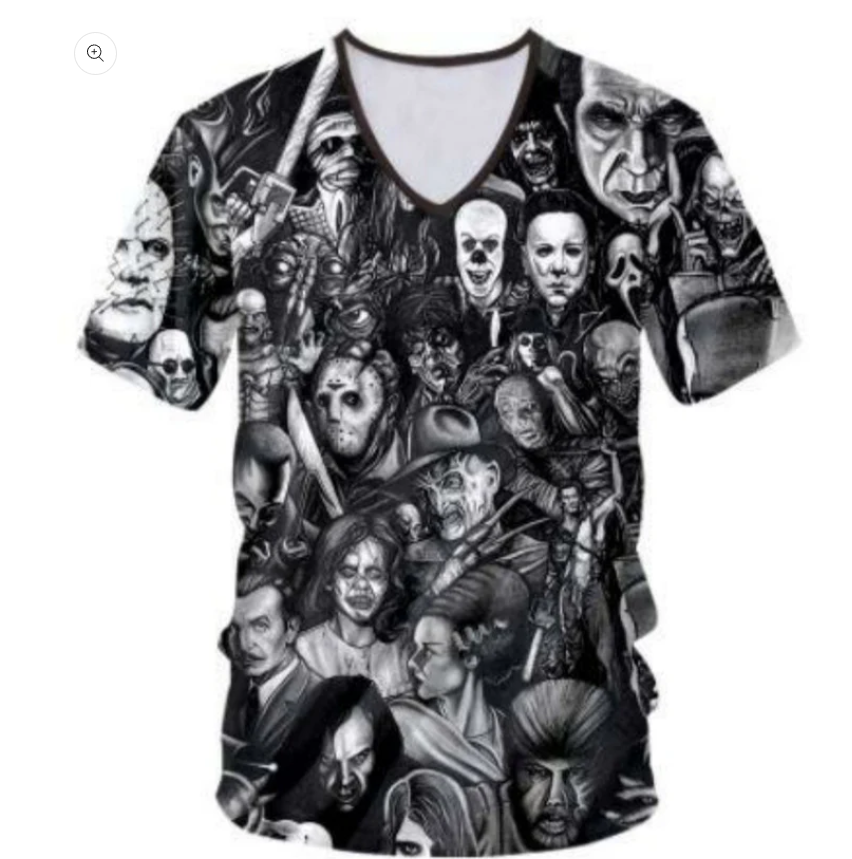 Limited Stock Horror Movie Shirt – Freddy Jason Creature Collage Black Jersey