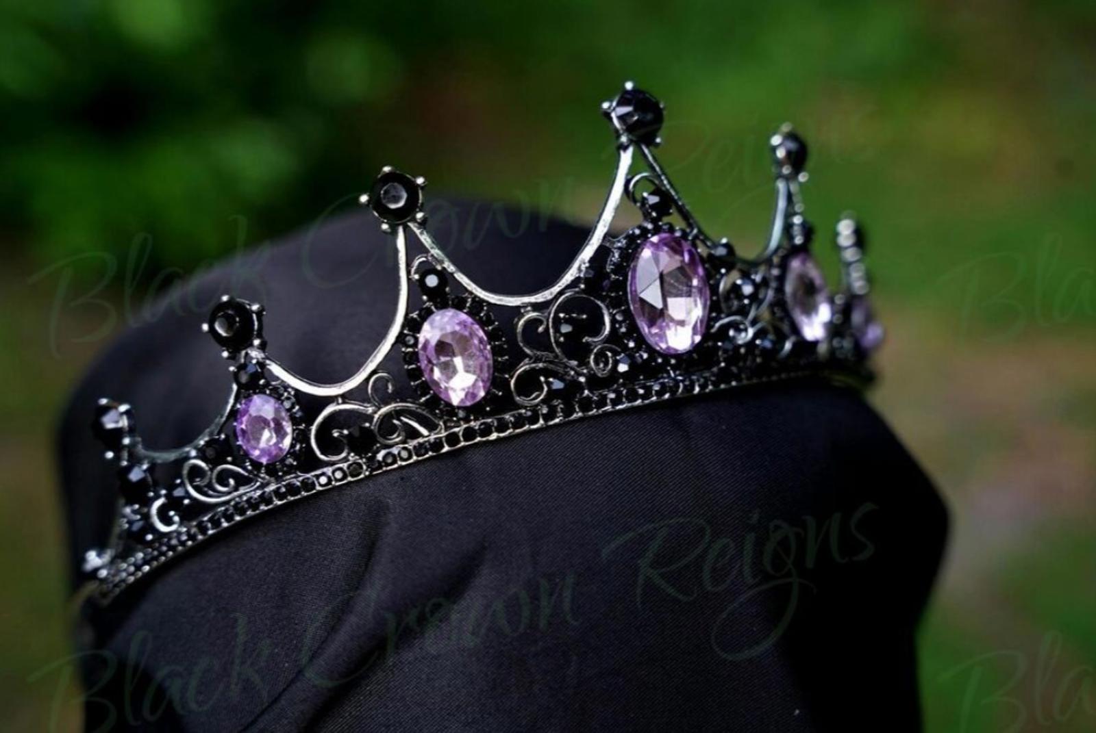 Gothic Purple Black Crystal Tiara Bridal Birthday Wedding Gift Diadem Cosplay