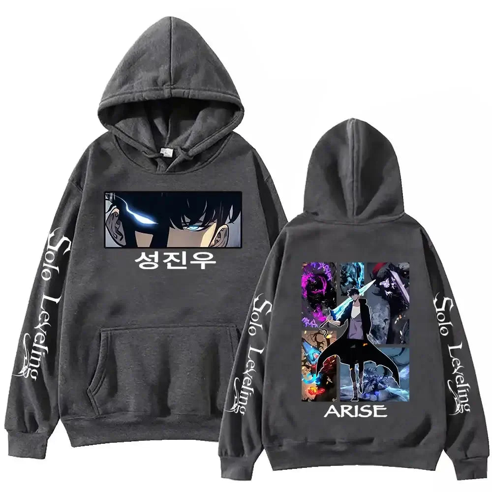 Solo Leveling Anime Hoodie – Harajuku Fleece Pullover