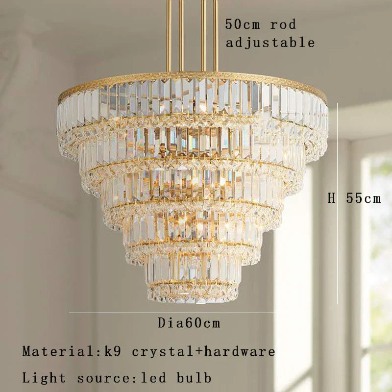 DecorBites™ Gold Crystal LED Multi-layer Pendant Lights for Living Room Bedroom Decoration