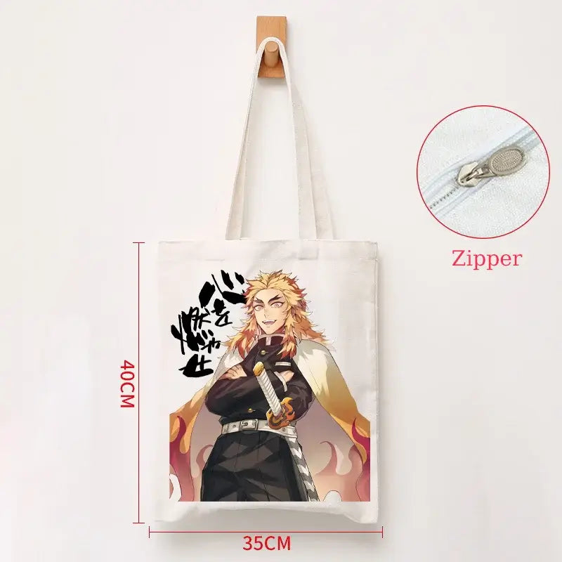 Demon Slayer Canvas Bag: Nezuko & Tanjiro Zipper Tote