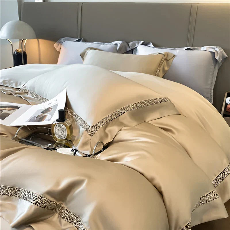 DecorBites™ Eucalyptus Fiber Lace Bedding Set for Soft, Silky & Cool Skin-friendly Comfort