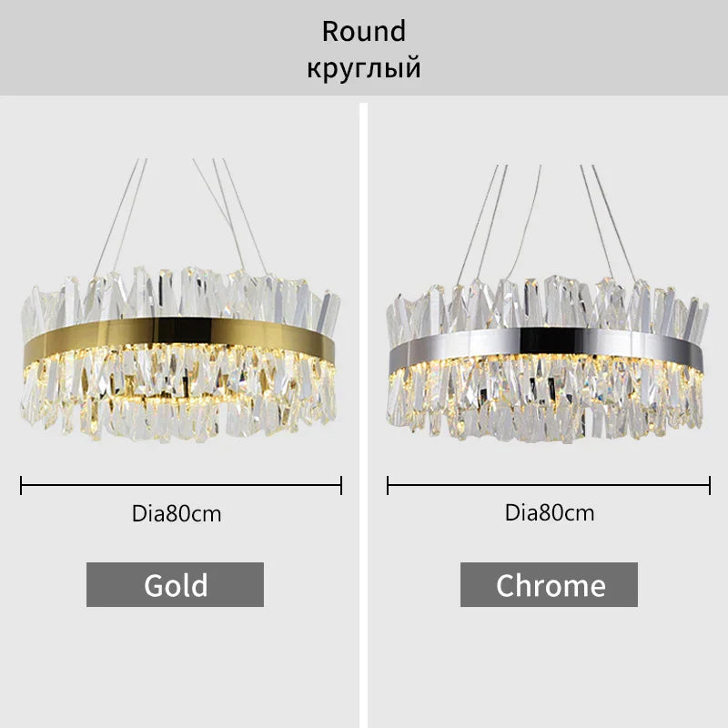 DecorBites™ Crystal LED Pendant Light Chrome/Gold Luxury Chandelier for Kitchen Living Room.