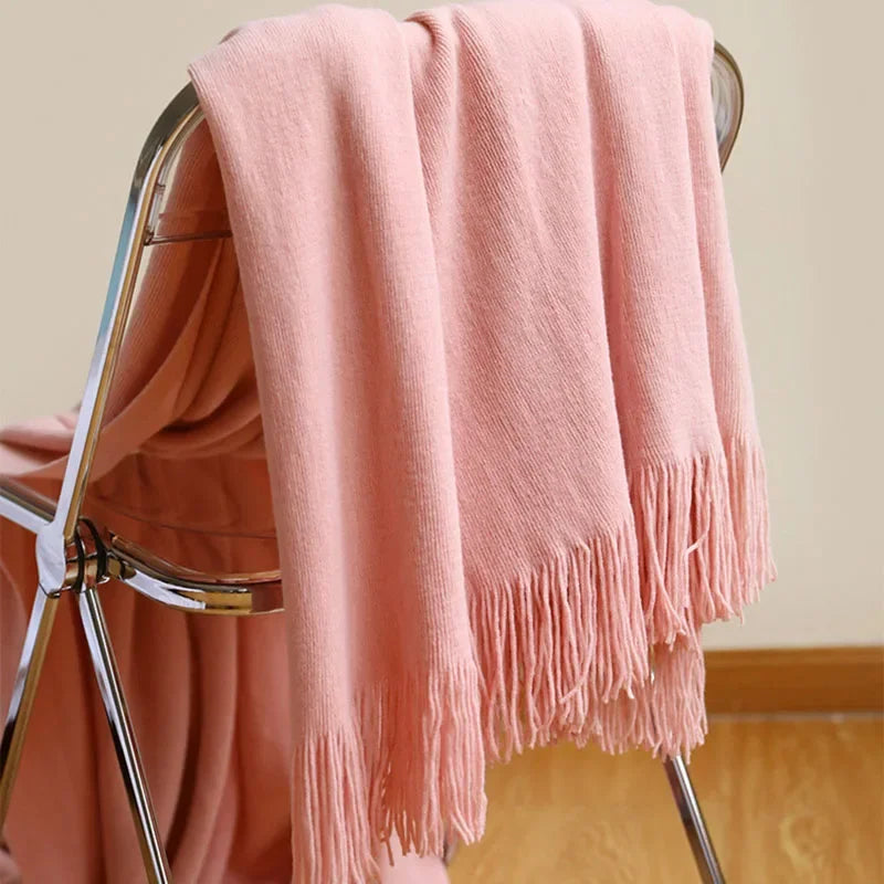 DecorBites™ Knitted Cashmere Siesta Blanket - Soft Sofa Throw & Bedding Blanket