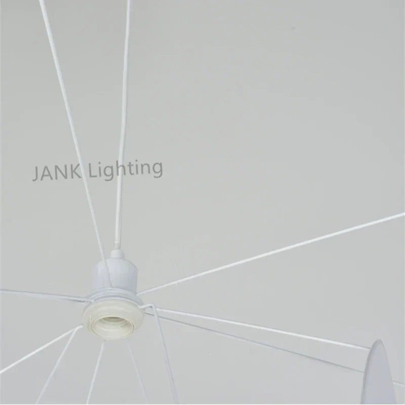 DecorBites™ Leaf Grid Chandelier: Designer White Fabric Screen Suspension Lighting for Kitchen Island, Living Room, Bedroom