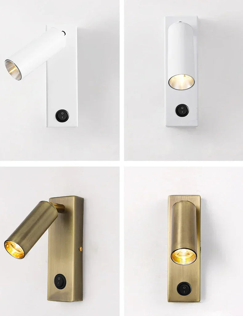 DecorBites™ Black Brass LED Wall Lamp Sconce with Switch and USB Port, 3W Spotlight