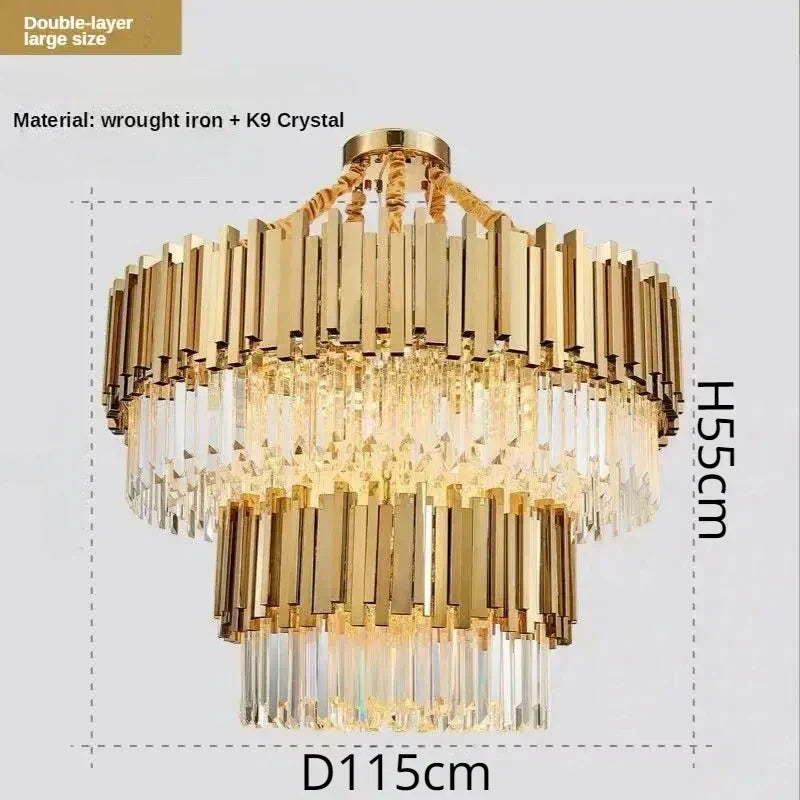 DecorBites™ Crystal Ceiling Chandelier: Luxury Round LED Light for Living Room, Artistic Home Decor