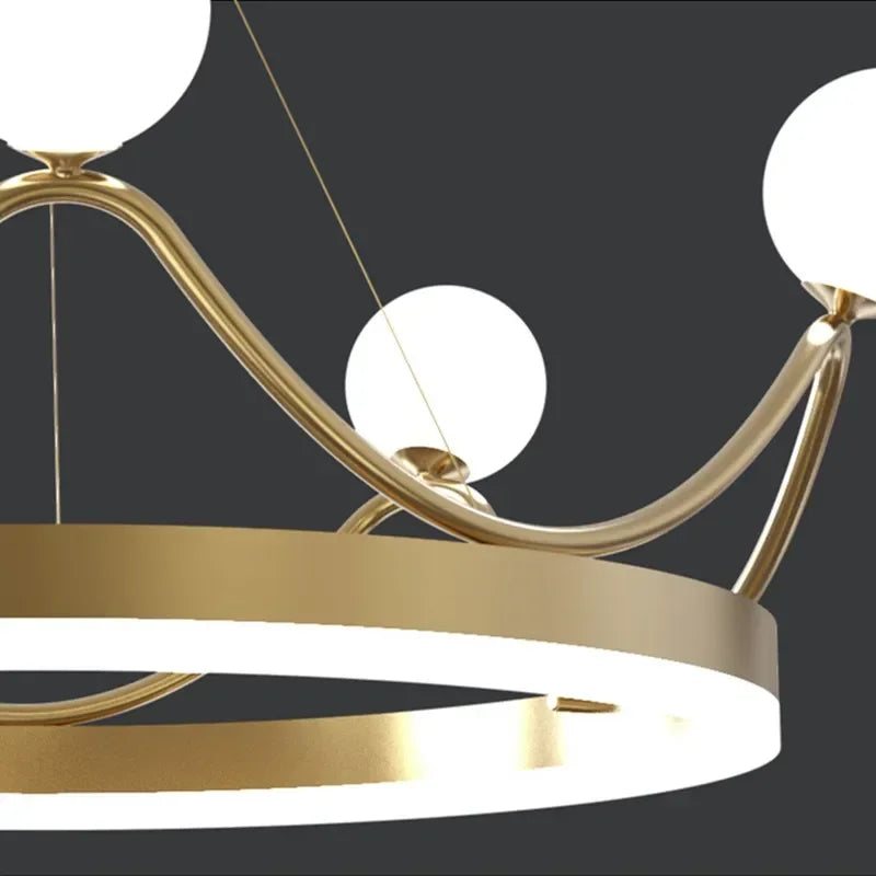 DecorBites™ Glass Crown Chandelier Pendant Light for Bedroom Ceiling, Modern Suspension Lamp
