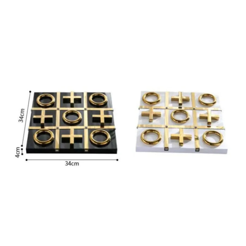 DecorBites™ Golden Chessboard Metal Handicraft Sculpture for Home Decoration
