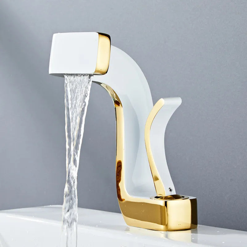DecorBites™ Gold Brass Basin Faucet Cold Hot Water Mixer Sink Tap Deck Mount