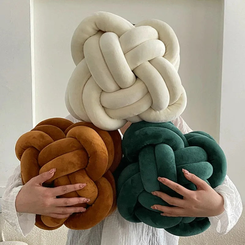 DecorBites™ Knot Pillow Ball Xmas Decorative Throw Pillow with Soft Plush