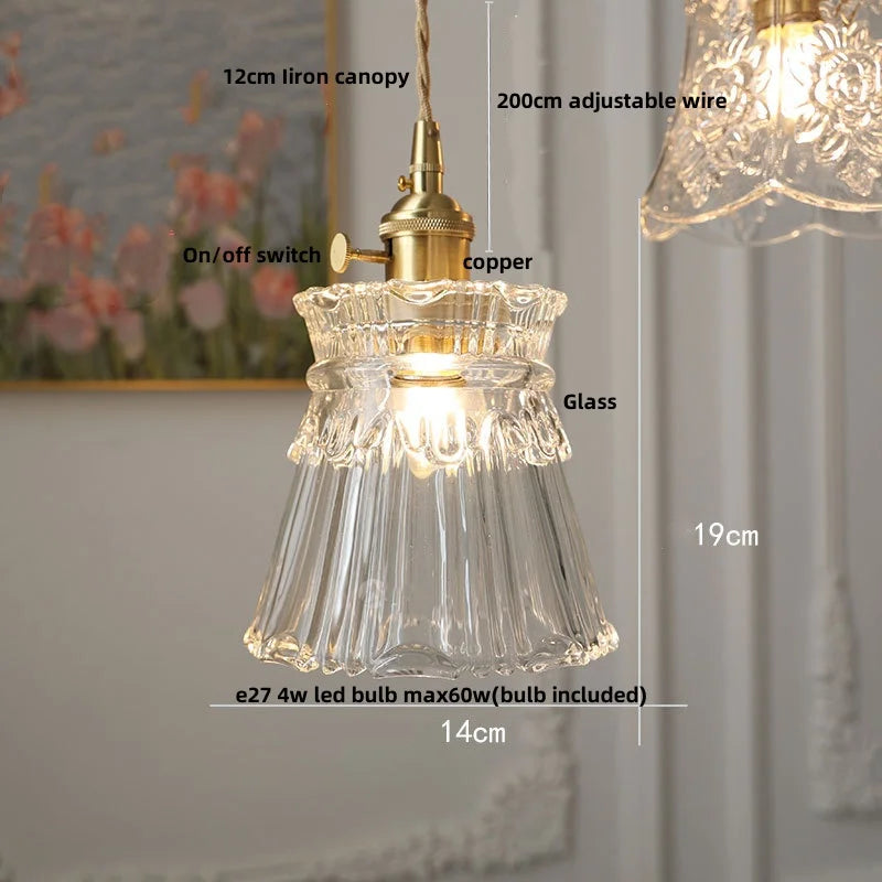 DecorBites™ Glass LED Pendant Lamp Modern Copper Socket Hanging Light