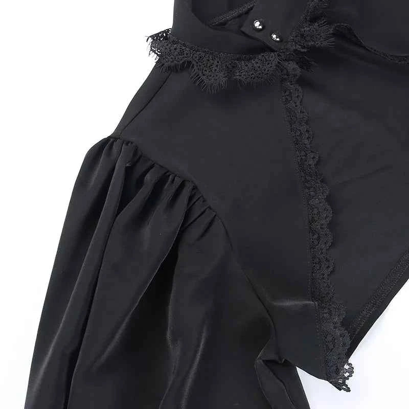 Gothic Lantern Sleeve Long Sleeve Crop Blouse