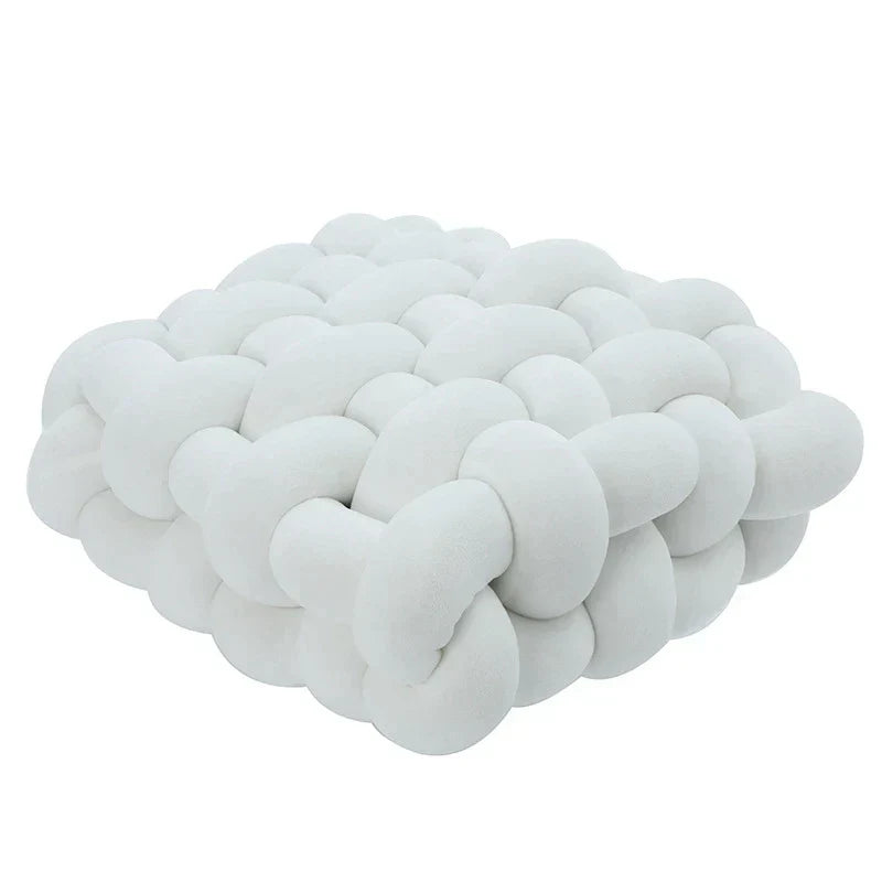 DecorBites™ Knot Square Pillows: Handmade Decor for Living Room, Bedroom, Office in Grey