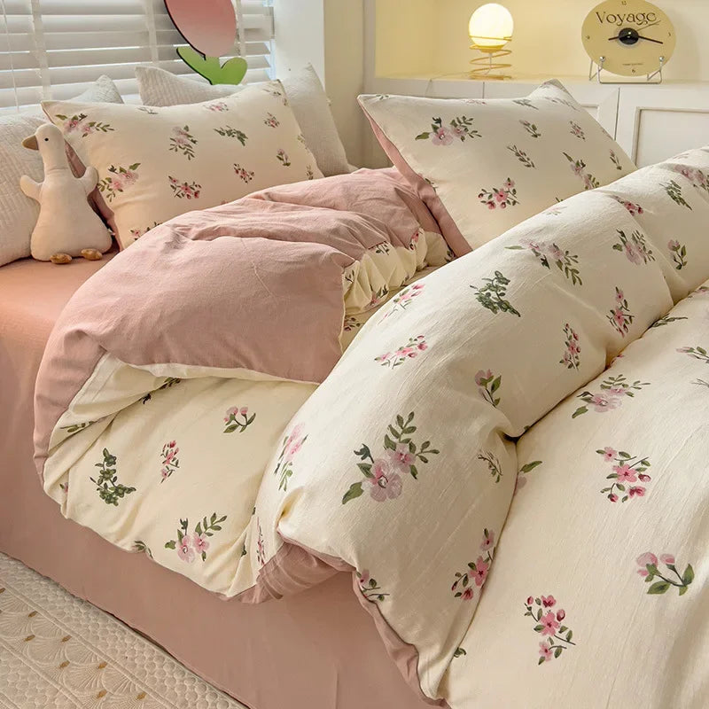 DecorBites™ Double-Layer Yarn Printed Cotton Quilt Cover Set - Queen/King/Double/Single Bed