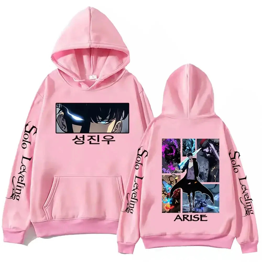 Solo Leveling Anime Hoodie – Harajuku Fleece Pullover