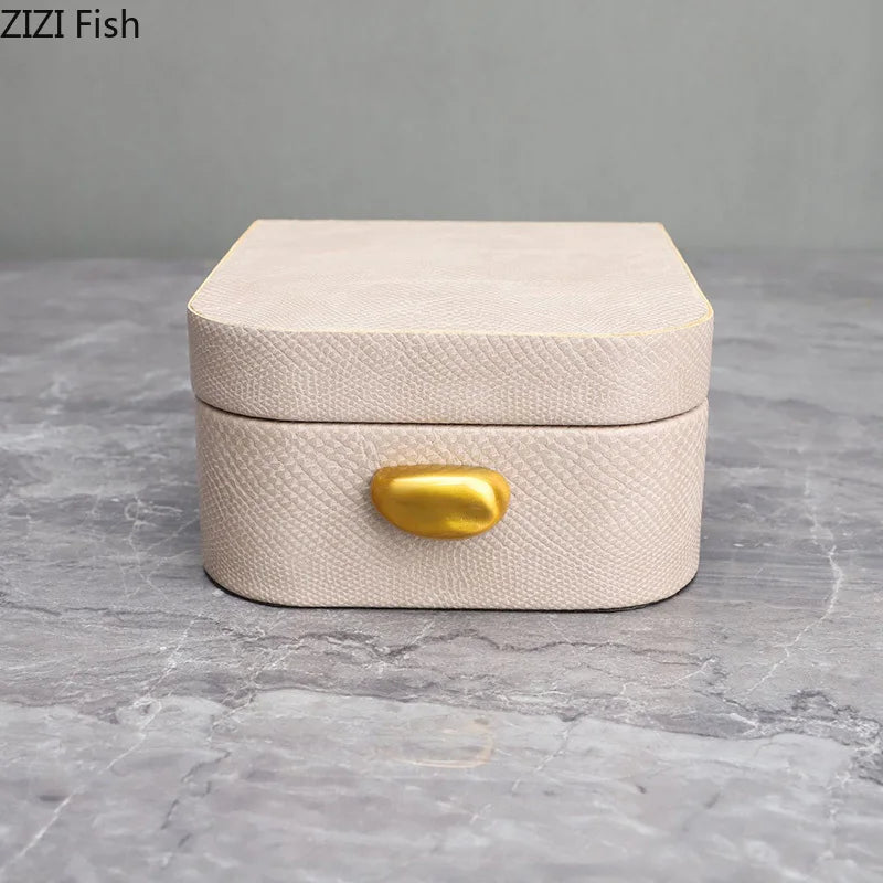DecorBites™ Leather Jewelry Box: Stylish Dresser Table Decor & Storage Jar