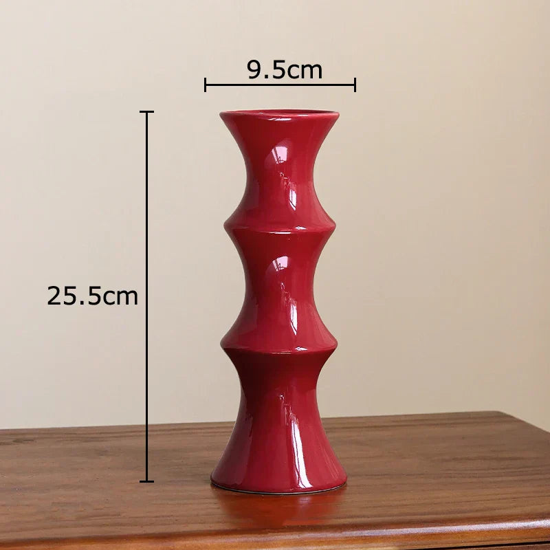 DecorBites™ Bamboo Ceramic Vase for Stylish Room Decor and Flower Arrangement
