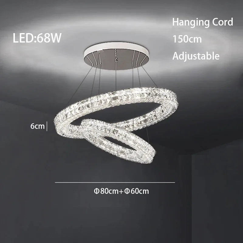 DecorBites™ Crystal LED Chandelier: Modern Luxury Chrome Steel & Clear K9 Crystal Lighting