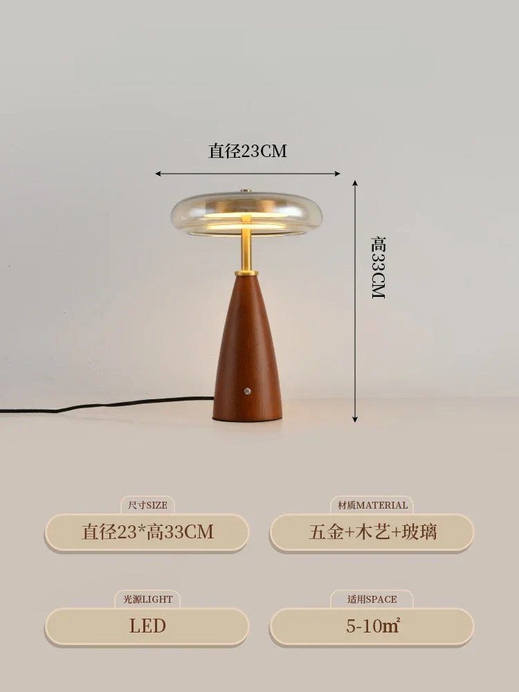 DecorBites™ Gold Lustre Wood Table Lamp LED - Luxe Retro Medieval Design
