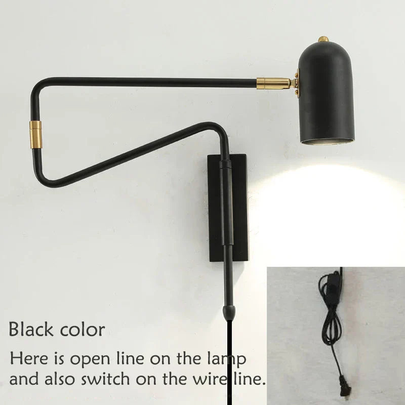 DecorBites™ Adjustable Long-Arm Wall Lamp with Switch, E27 Flex Reading Bedside Light