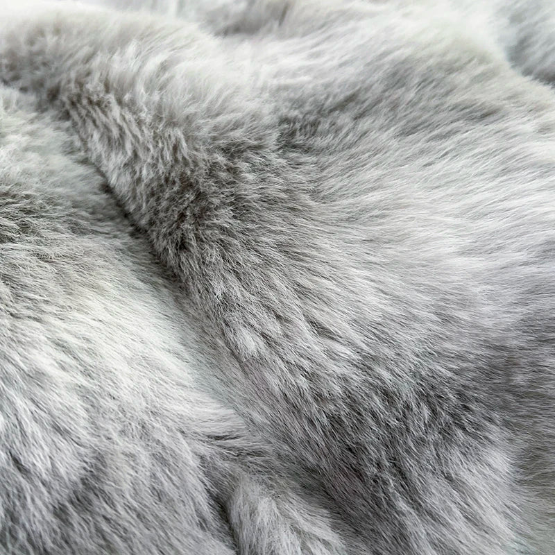 DecorBites™ Gradient Gray Faux Rabbit Fur Velvet Bedding Set: Duvet Cover, Bedsheet, Pillowcase