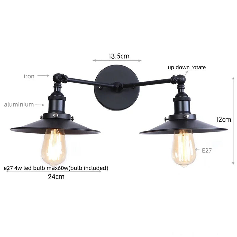 DecorBites™ Dual Head Pink LED Wall Light for Bedroom Decor & Hotel Industrial Style