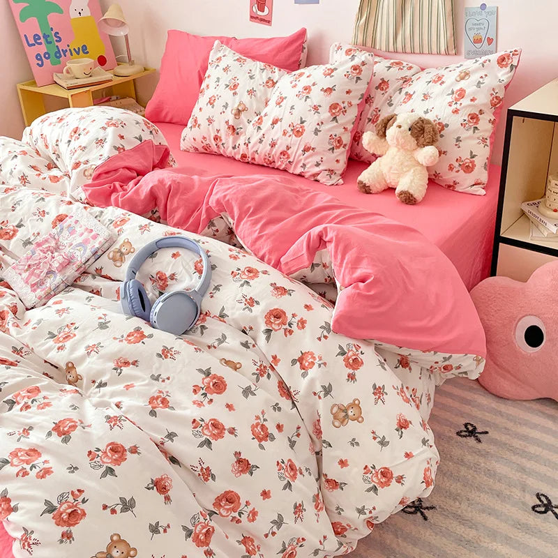 DecorBites™ Cloud Cotton Printed Bedding Sets | Super Soft Quilt Set for School Home Twin King