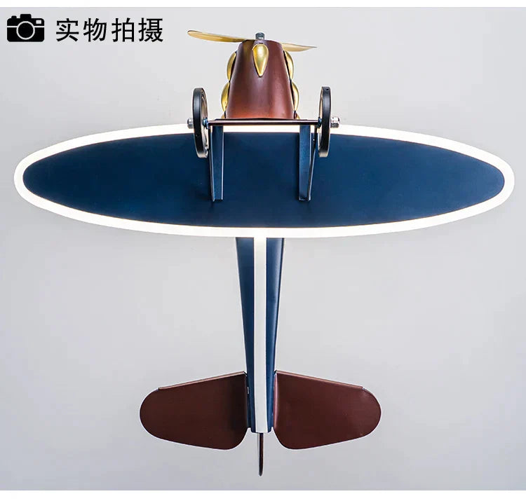 DecorBites™ Iron Aircraft Pendant Light: Creative European Design for Boys' Bedroom, LED Illumination