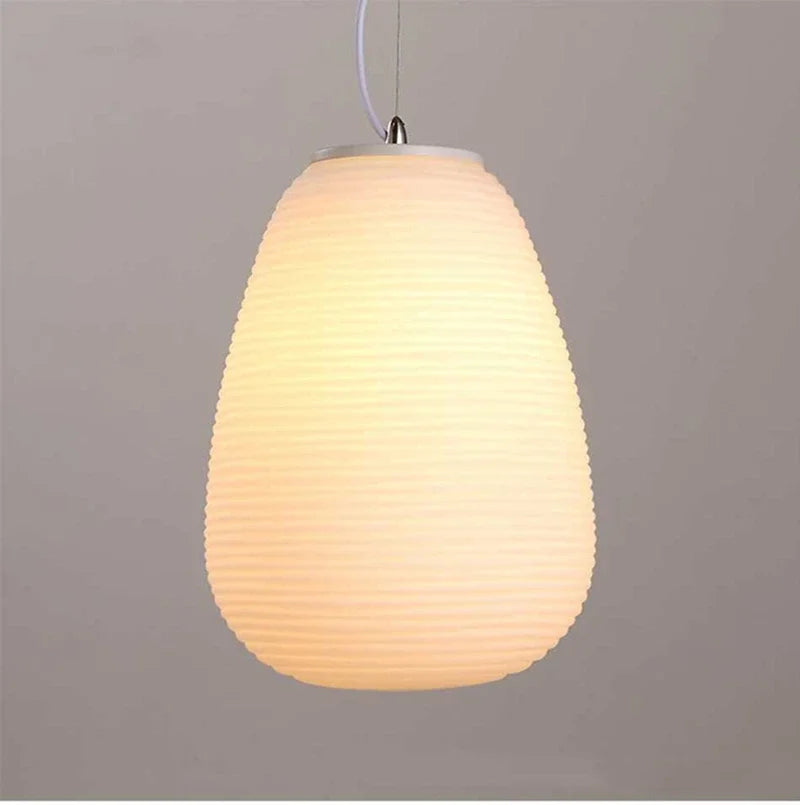 DecorBites™ Glass Whorls Cocoon Pendant Light - Milky White, Modern Hanging Lamp