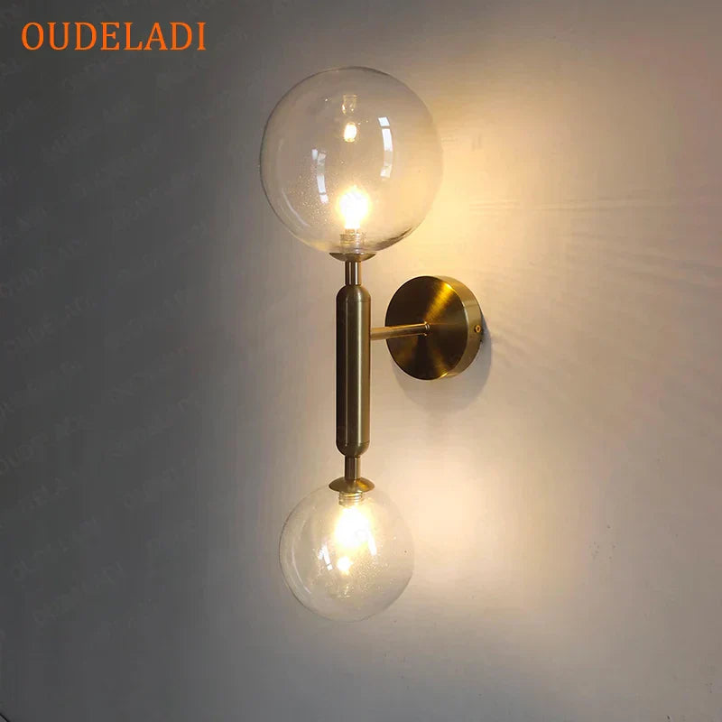 DecorBites™ Golden LED Wall Sconce with Milky Glass Ball, 2 G4 Bulbs