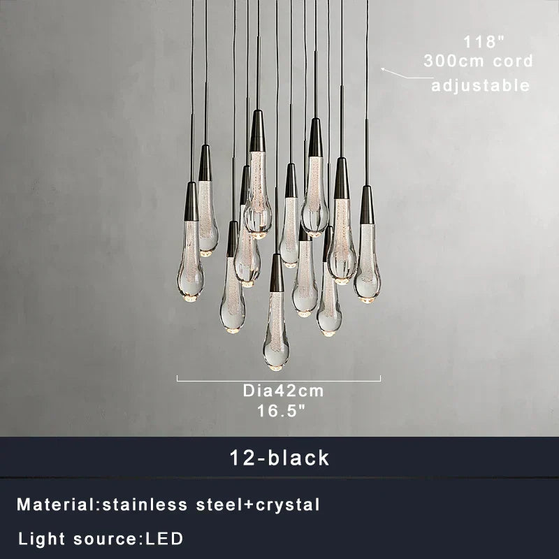 DecorBites™ Crystal Water-drop Ceiling Chandelier: Elegant Dining Table Lighting Fixture