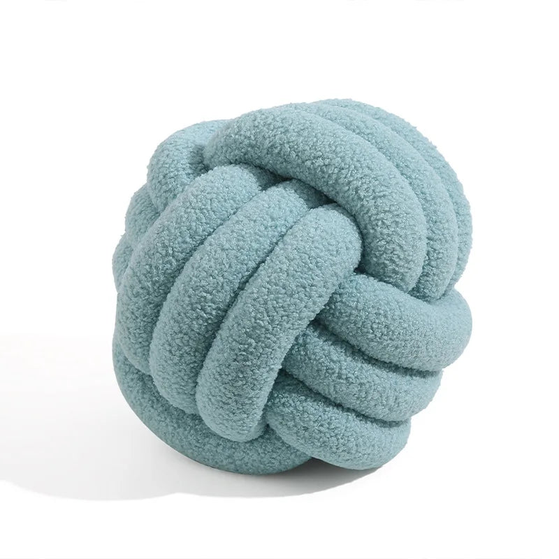 DecorBites™ Handmade Knotted Boucle Circle Plush Pillow Brown
