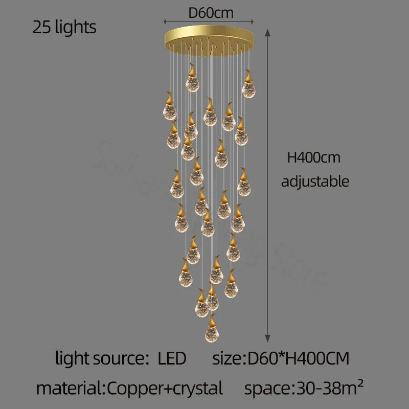 DecorBites™ Gourd Shaped Crystal Chandelier for Living Room & Restaurant