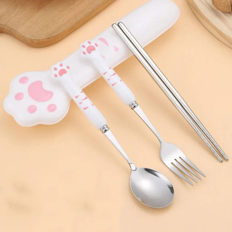 DecorBites™ Kawaii Cat Claw Cutlery Set for Kids - Portable Outdoor Tableware Kit