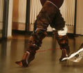 Horsehair Patchwork Thigh High Boots Rivet Stiletto Fur Pointy Toe Women's Boots