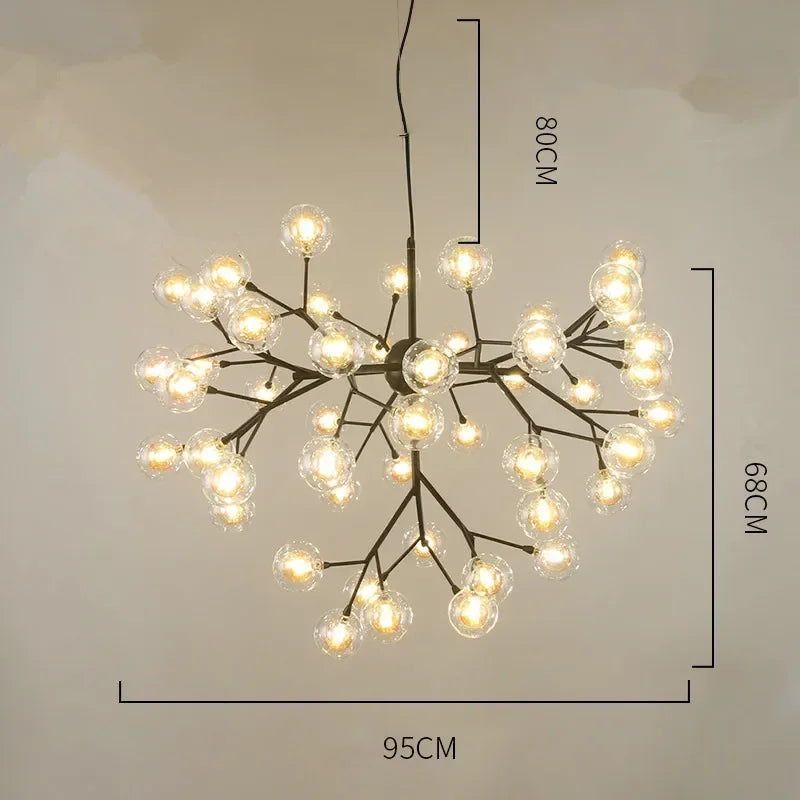 DecorBites™ Heracleum Firefly Glass Round Ball Chandelier - Luxury Staircase Dining Room Lighting