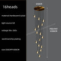 DecorBites™ Black & Gold Crystal Chandelier LED Pendant Light Fixture Loft Staircase Lighting