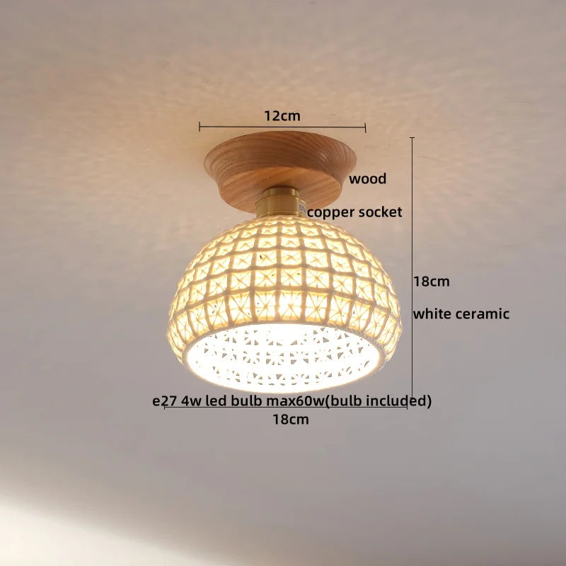 DecorBites™ Glass Wood LED Ceiling Light Modern Ceiling Lamp