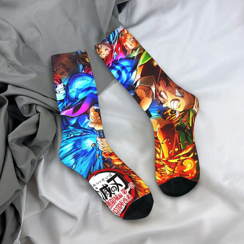 Demon Slayer Socks: Nezuko & Giyu Trendy Skateboard Style