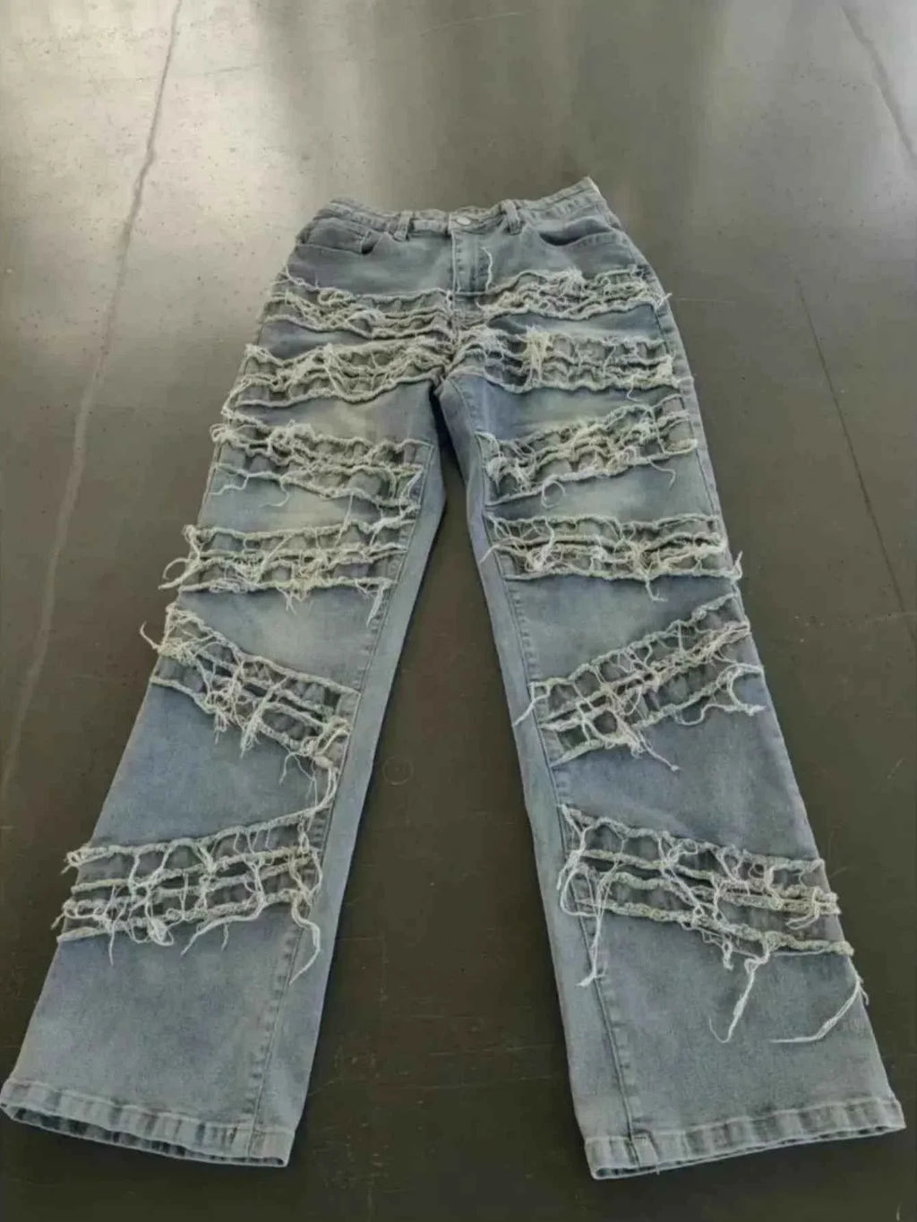 Y2K 90s Street Style Women's Vintage Fringed Distressed Flare Jeans