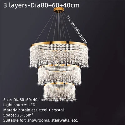 DecorBites™ Crystal Waterfall Chandelier for Foyer Dining Room Hotel Home Decor