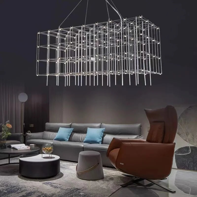 DecorBites™ Cosmos Chandelier: Nordic Silver Firefly Light for Luxe Living & Dining Rooms