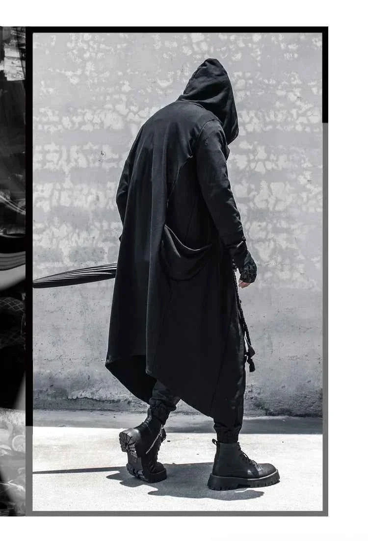 Men's Large Size Windbreaker Gothic Style Hoodie Long