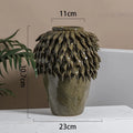DecorBites™ Leaf Relief Ceramic Vase: Hand-made 3D Floral Arrangement Pot