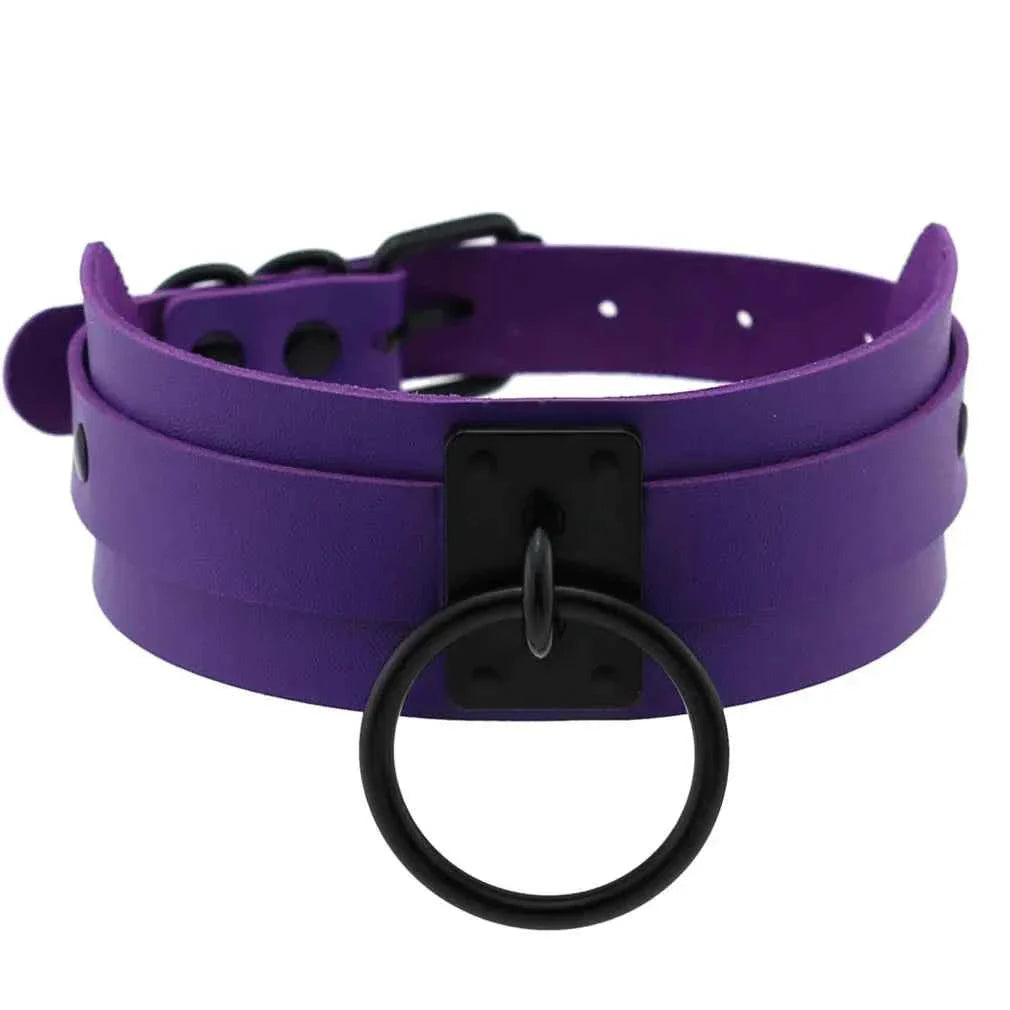 Metal Leather Choker Collar Goth Fashion Accessories