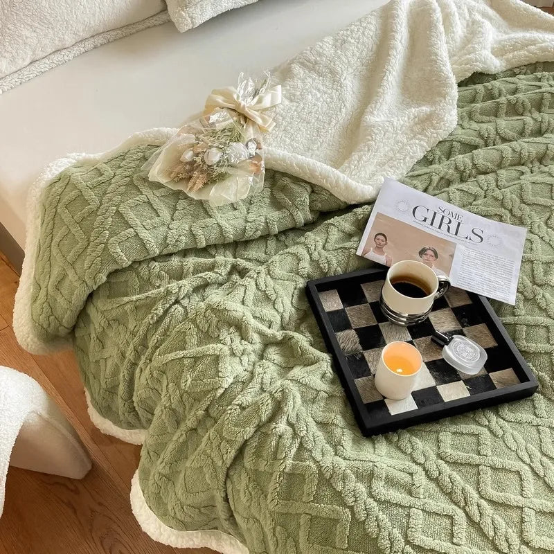 DecorBites™ Coral Fleece Blanket: MultiFunctional Soft Skin-Friendly Warm Shawl