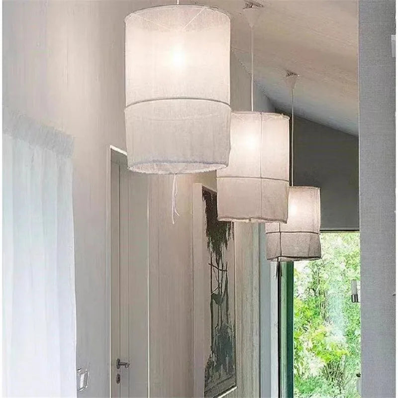 DecorBites™ Linen Cloth Pendant Light: Elegant Bohemian Fabric Chandelier for Home, Restaurant, Hotel
