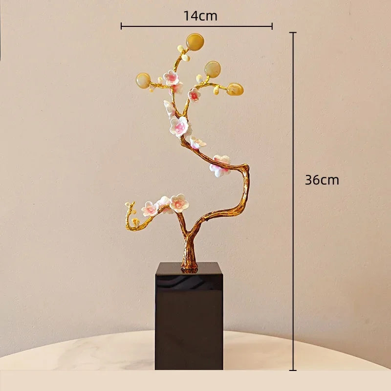 DecorBites™ Golden Tree Crystal Ball Statue Metal Decor Figurine