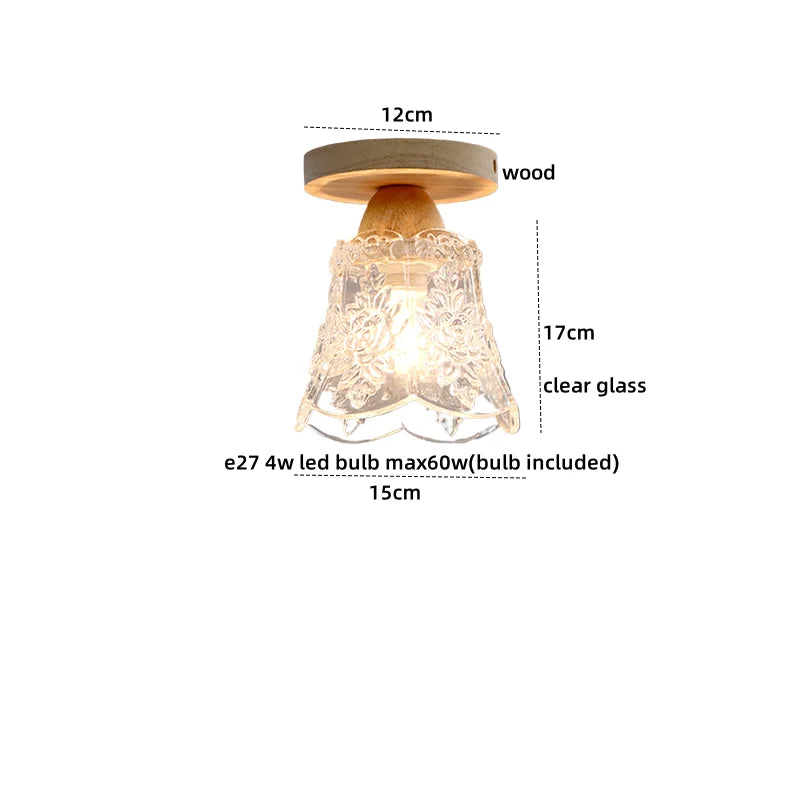 DecorBites™ Crystal Wood LED Ceiling Lamp Clear Glass Modern Indoor Lighting